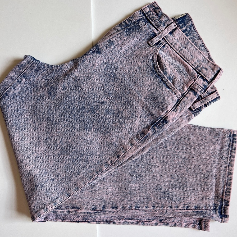 Women's High-Rise Vintage Straight Cropped Jeans in Pink Size 12